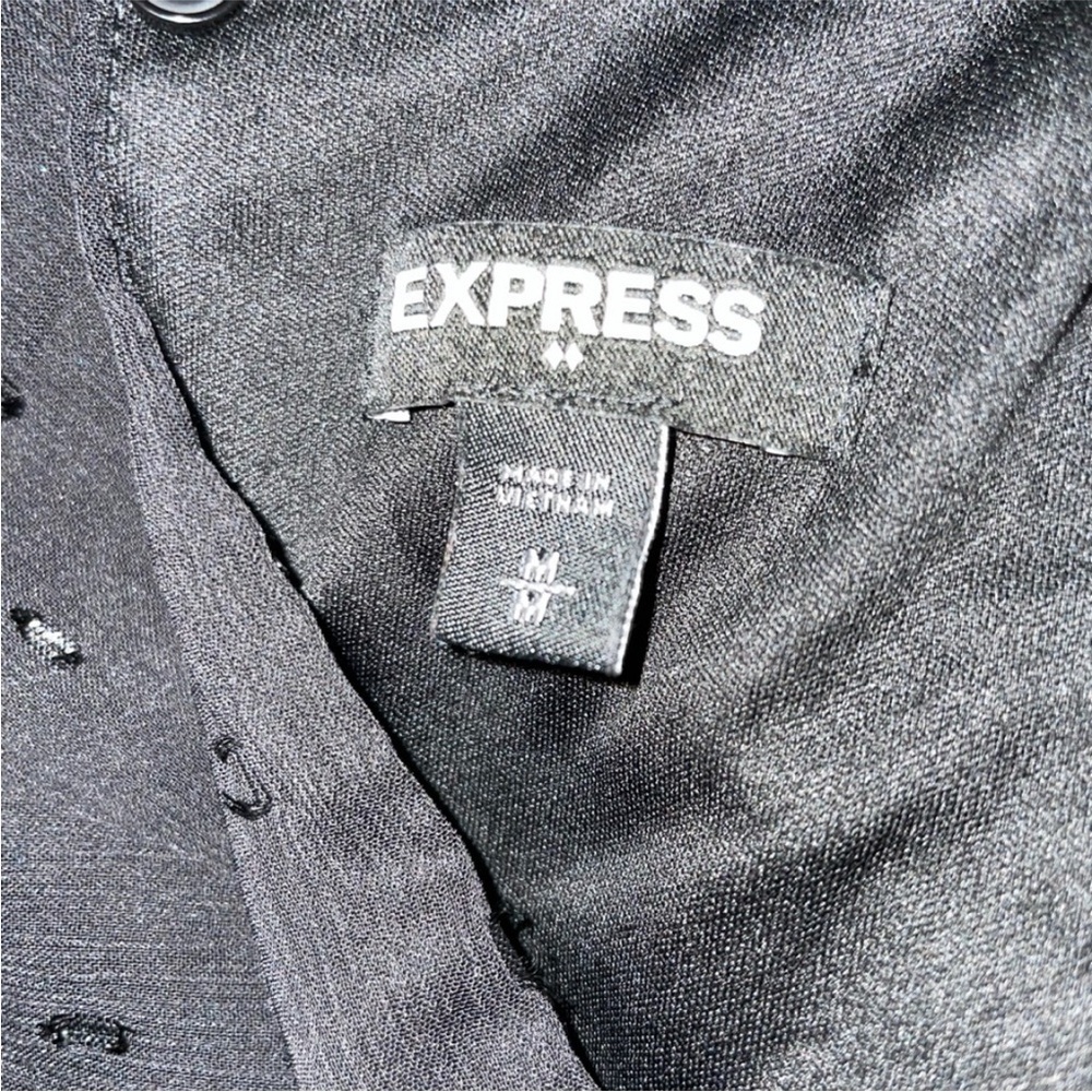 Express Smocked Waist Tiered Dress, Black, Size M - Picture 9 of 11